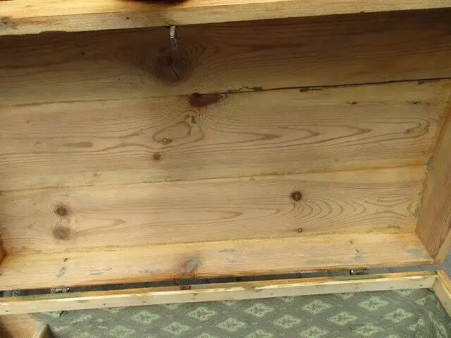 Truhe Jugendstil um 1900 Weichholz Runddeckeltruhe Nr. 10 8