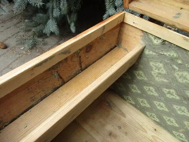 Truhe Jugendstil um 1900 Weichholz Runddeckeltruhe Nr. 10 9