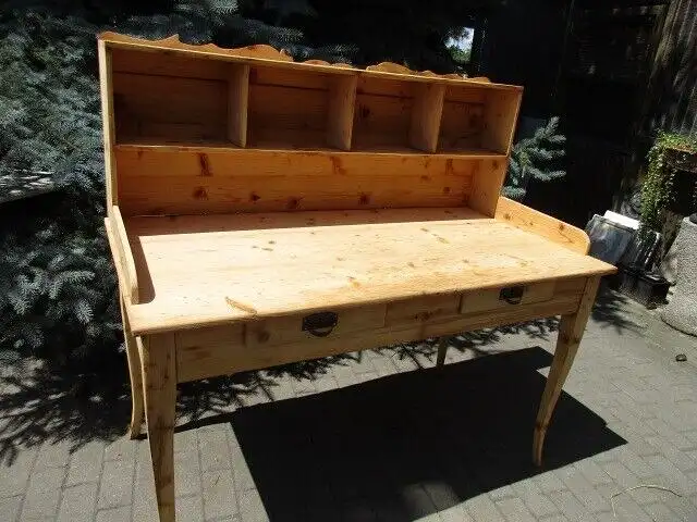 Schreibtisch Biedermeier  um 1870 Weichholz Nr. 4 mit zwei Laden 0