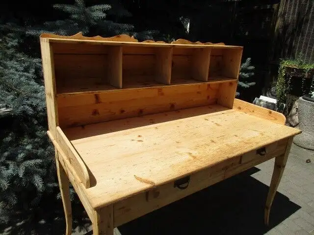 Schreibtisch Biedermeier  um 1870 Weichholz Nr. 4 mit zwei Laden 6