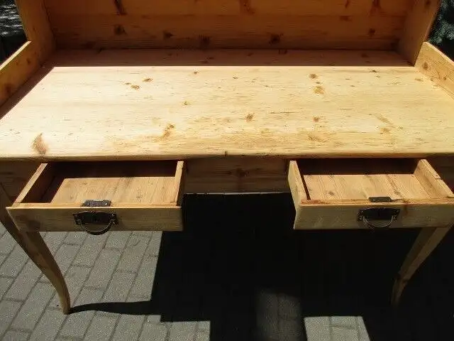 Schreibtisch Biedermeier  um 1870 Weichholz Nr. 4 mit zwei Laden 7