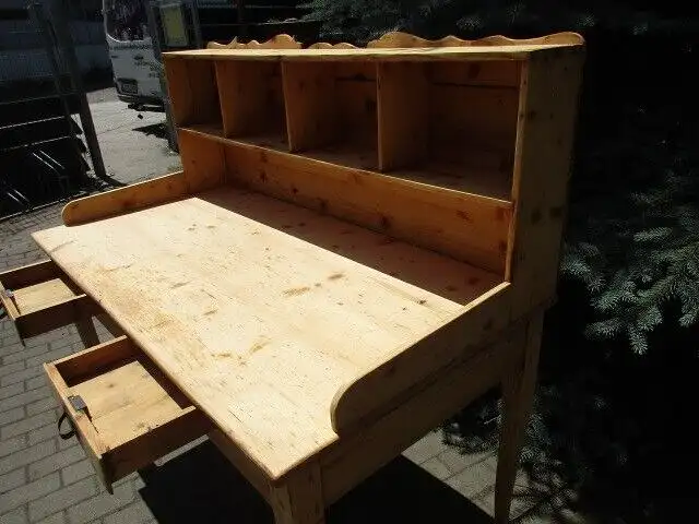 Schreibtisch Biedermeier  um 1870 Weichholz Nr. 4 mit zwei Laden 8