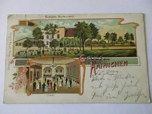 seltene AK Gruß aus Hainichen Gaststätte Rudolphs Restaurant 1908
