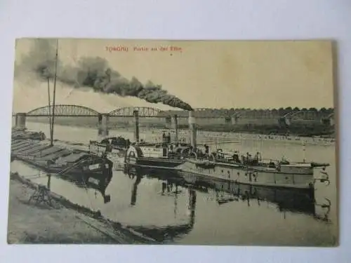 seltene AK Gruß Torgau  Partie an der Elbe 1912 gel.