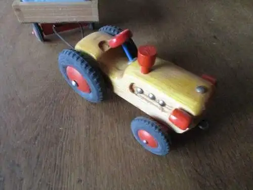 Traktor mit Hänger Holz mit Original Karton