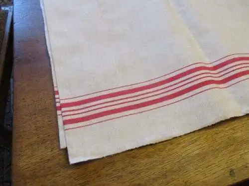 altes Leinen Rolltuch Mangeltuch rote Streifen ca. 240 x 89 cm  (  3 )