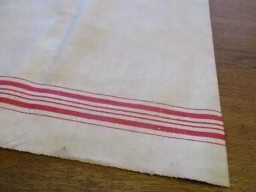 altes Leinen Rolltuch Mangeltuch rote Streifen ca. 240 x 89 cm  (  3 )