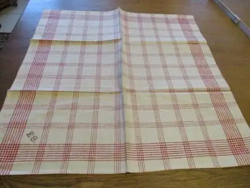 1 altes Leinen Handtücher Geschirrtücher rote Streifen Monogramm ( 80 )