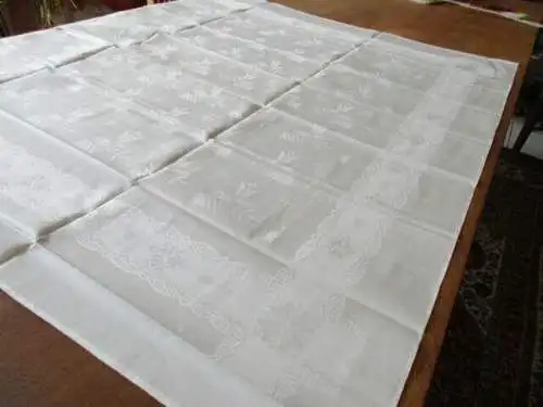 herrliches altes Leinen Tischtuch Tafeltuch feines Jugendstil  um 1910  Nr. 12