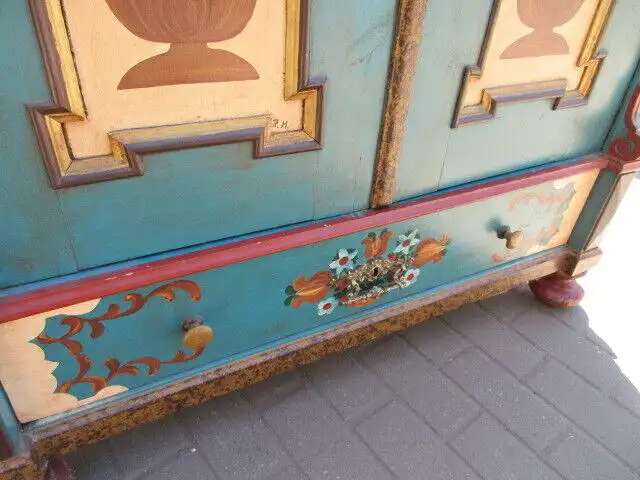 Bauernschrank Landhausschrank  Kleiderschrank  Gründerzeit um 1880 Bemalt  4