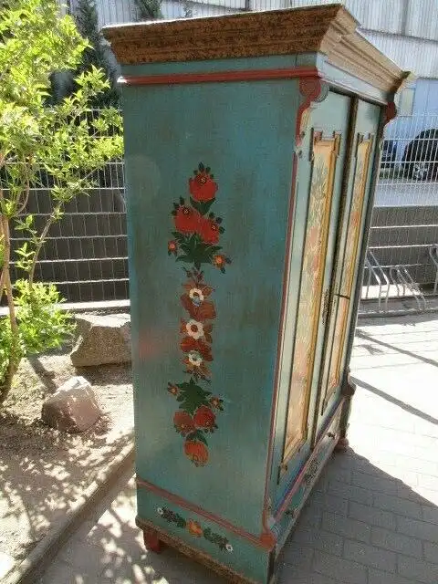 Bauernschrank Landhausschrank  Kleiderschrank  Gründerzeit um 1880 Bemalt  5