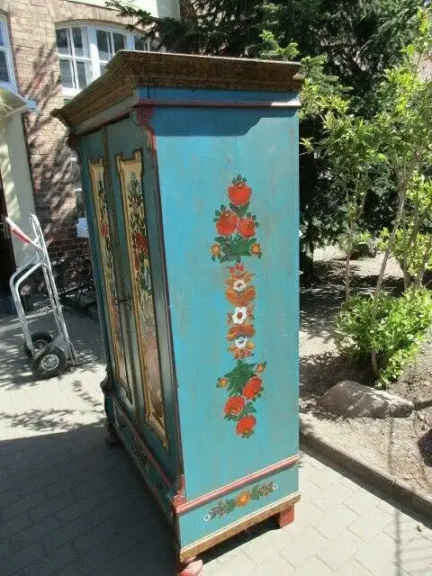 Bauernschrank Landhausschrank  Kleiderschrank  Gründerzeit um 1880 Bemalt  6