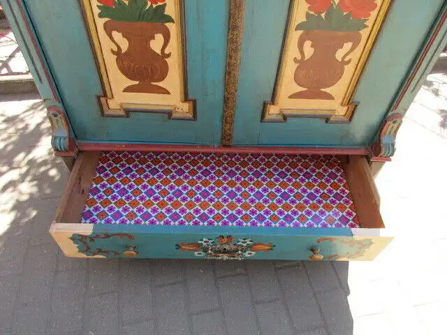 Bauernschrank Landhausschrank  Kleiderschrank  Gründerzeit um 1880 Bemalt  9