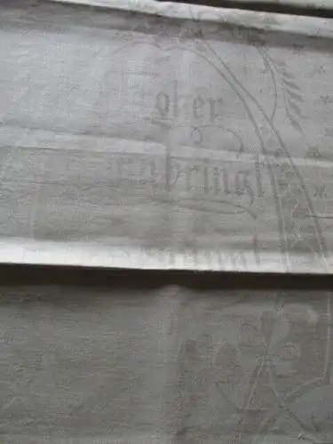 1 altes Leinen Damast Geschirrtuch Jugendstil Froher Sinn bringt Gewinn ( 228 ) 