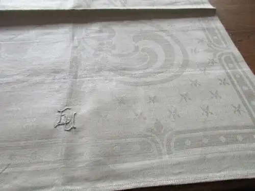 1 altes Leinen Damast Geschirrtuch Jugendstil Froher Sinn bringt Gewinn ( 228 ) 
