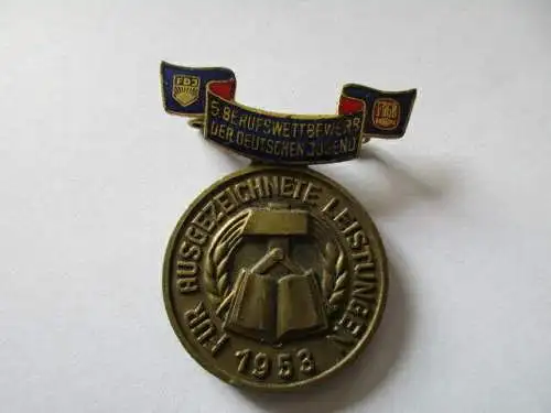 DDR Abzeichen FDJ Med. des Berufswettbewerb 1953