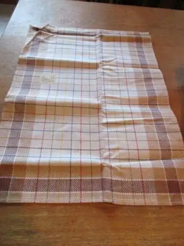 schönes altes Leinen Geschirrtuch Handtuch Tischläufer mit Streifen ( 226 )