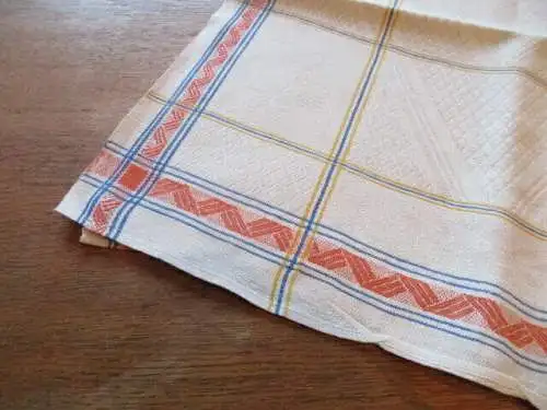 schönes altes Leinen Geschirrtuch Handtuch Tischläufer mit Streifen ( 87 )