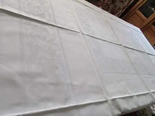 altes Tischtuch Tischdecke Leinen florales Jugendstil 150 x 125 cm  ( 3 )