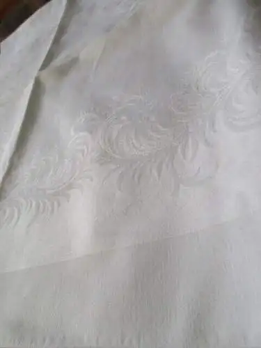  altes Tischtuch Tischdecke Leinen florales Jugendstil 150 x 125 cm  ( 3 )