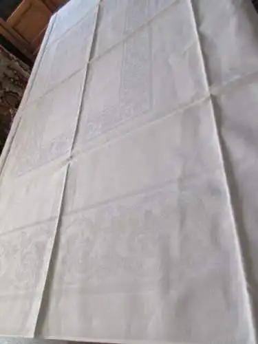  altes Tischtuch Tischdecke Leinen florales Jugendstil 150 x 125 cm  ( 3 )