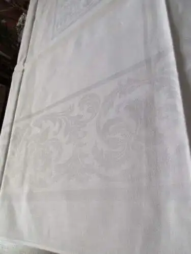 altes Tischtuch Tischdecke Leinen florales Jugendstil 150 x 125 cm  ( 3 )