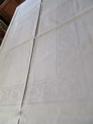  altes Tischtuch Tischdecke Leinen florales Jugendstil 150 x 125 cm  ( 3 )