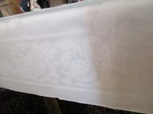  altes Tischtuch Tischdecke Leinen florales Jugendstil 150 x 125 cm  ( 3 )