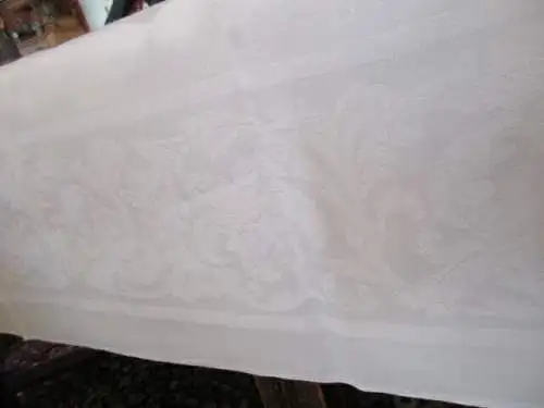  altes Tischtuch Tischdecke Leinen florales Jugendstil 150 x 125 cm  ( 3 )