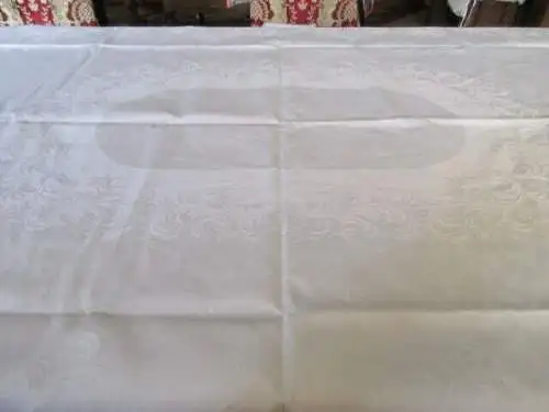  altes Tischtuch Tischdecke Leinen florales Jugendstil 150 x 130 cm  ( 2 )
