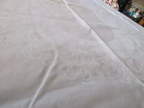  altes Tischtuch Tischdecke Leinen florales Jugendstil 150 x 130 cm  ( 2 )