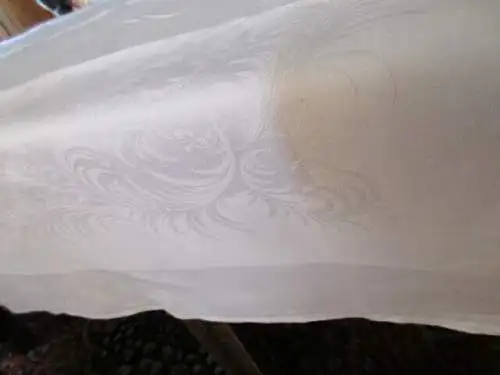  altes Tischtuch Tischdecke Leinen florales Jugendstil 150 x 130 cm  ( 2 )