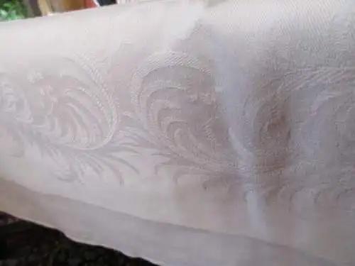  altes Tischtuch Tischdecke Leinen florales Jugendstil 150 x 130 cm  ( 2 )