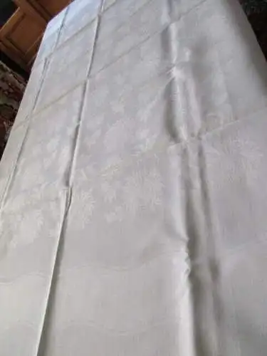 wunderschönes altes Tischtuch Tischdecke Leinen florales 155 x 125 cm  ( 1 )