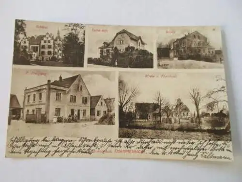 seltene AK Thammerhain Schloss,Lutherstift,Schule,P.Freigang,Kirche gel. 1917