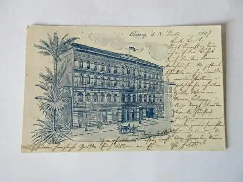 seltene AK Leipzig Hotel Palmbaum gel. 1903