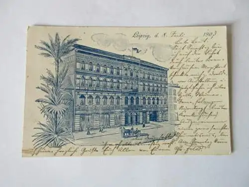 seltene AK Leipzig Hotel Palmbaum gel. 1903 