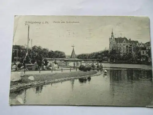 seltene alte Ak. Königsberg Partie am Schloßteich gel.1915