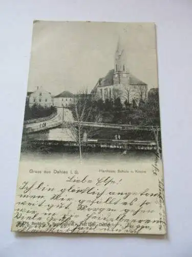 alte AK  Dahlen Pfarrhaus,Schule,Kirche  gel.1903