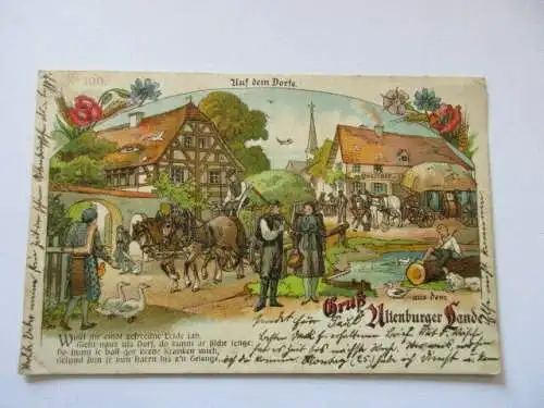 alte AK Altenburg Aus dem Dorfe Gruß Altenburger Lande  gel. 1908