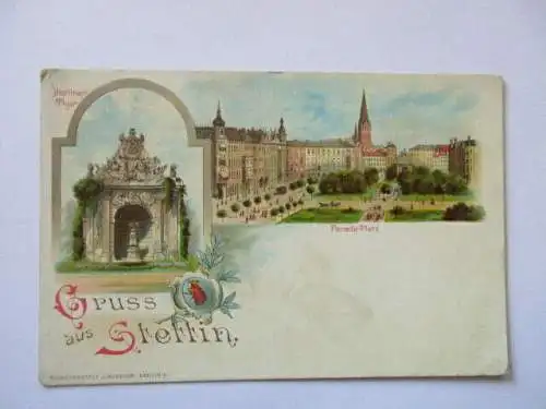 seltene AK Stettin Berliner Tor , Paradeplatz