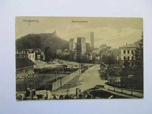 seltene Ak Ravensburg Raueneggstürme Rauenegg Türme Häuser Straße um 1910