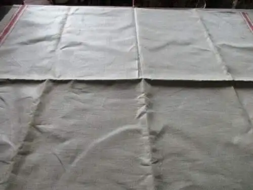altes Leinen Rolltuch Mangeltuch rote Streifen ca. 300 x 88 cm  ( 11 )