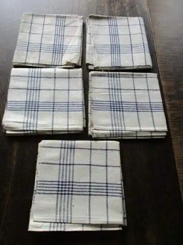 5 Leinen Geschirrtücher Handtuch Tischläufer blaue Streifen Art Deco  ( 91 )