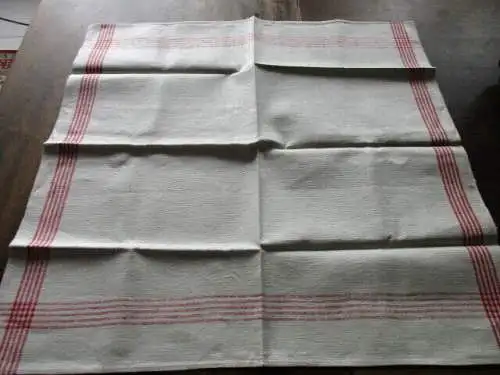  1Leinen Geschirrtücher Handtuch Tischläufer rot Streifen Art Deco  ( 189 )