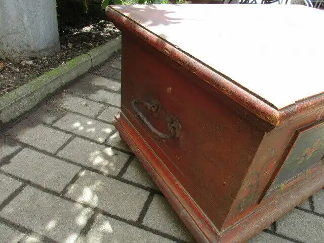 Bauerntruhe Truhe Flachdeckeltruhe Biedermeier um 1845 Weichholz Nr. 7 1
