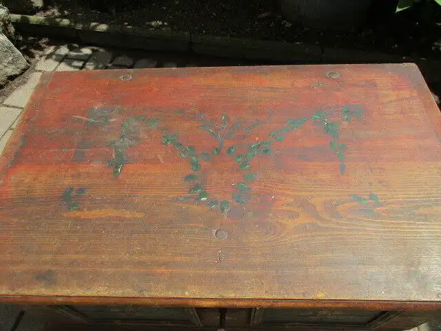 Bauerntruhe Truhe Flachdeckeltruhe Biedermeier um 1845 Weichholz Nr. 7 6