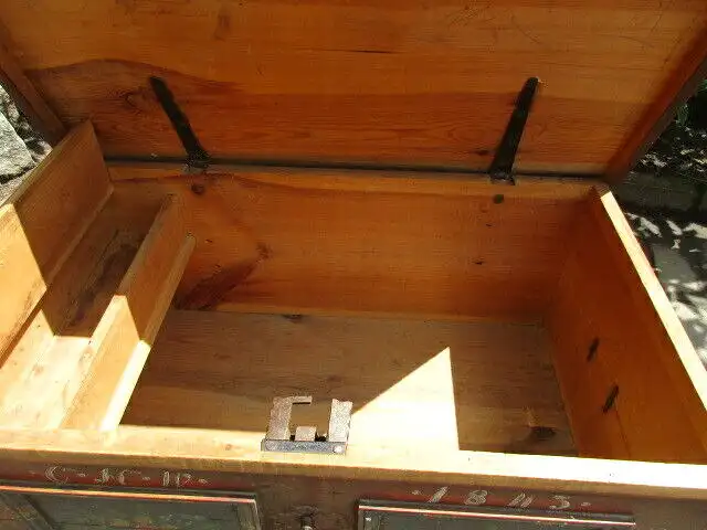 Bauerntruhe Truhe Flachdeckeltruhe Biedermeier um 1845 Weichholz Nr. 7 7