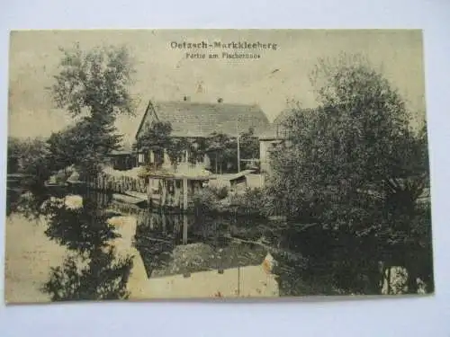 seltene alte Ak Oetzsch Markkleeberg Partie am Fischerhaus 1922