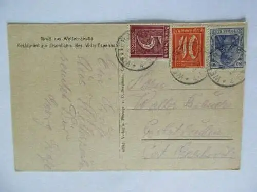 seltene alte Ak Wetterzeube Bahnhof Bahnhofs Restaurant Speise Haus 1922